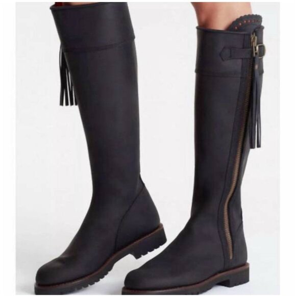 Penelope Chilvers Tassel Knee High Riding Boots Black Leather Women EU 39 / US 9 - Picture 2 of 15